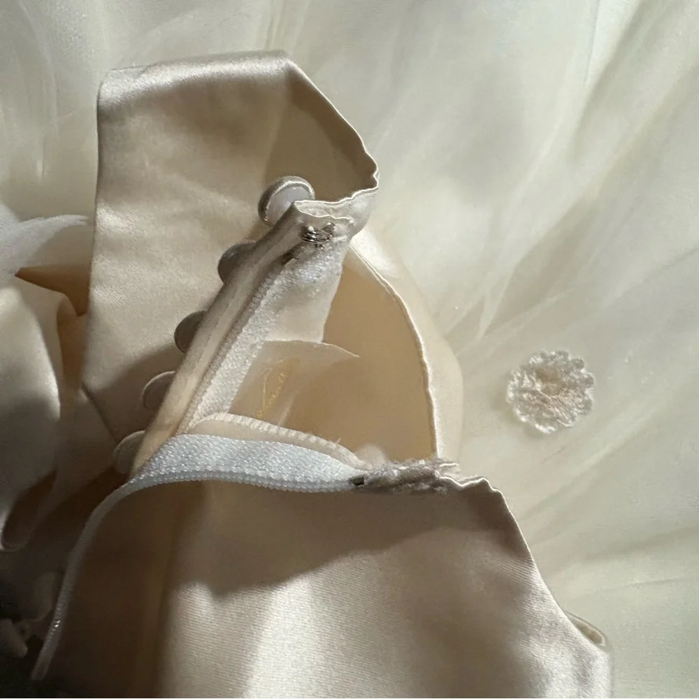 Flower girl communion rum pink Elegant Cream Kids Dress with‎ Bow satin tulle 3 - Picture 9 of 9